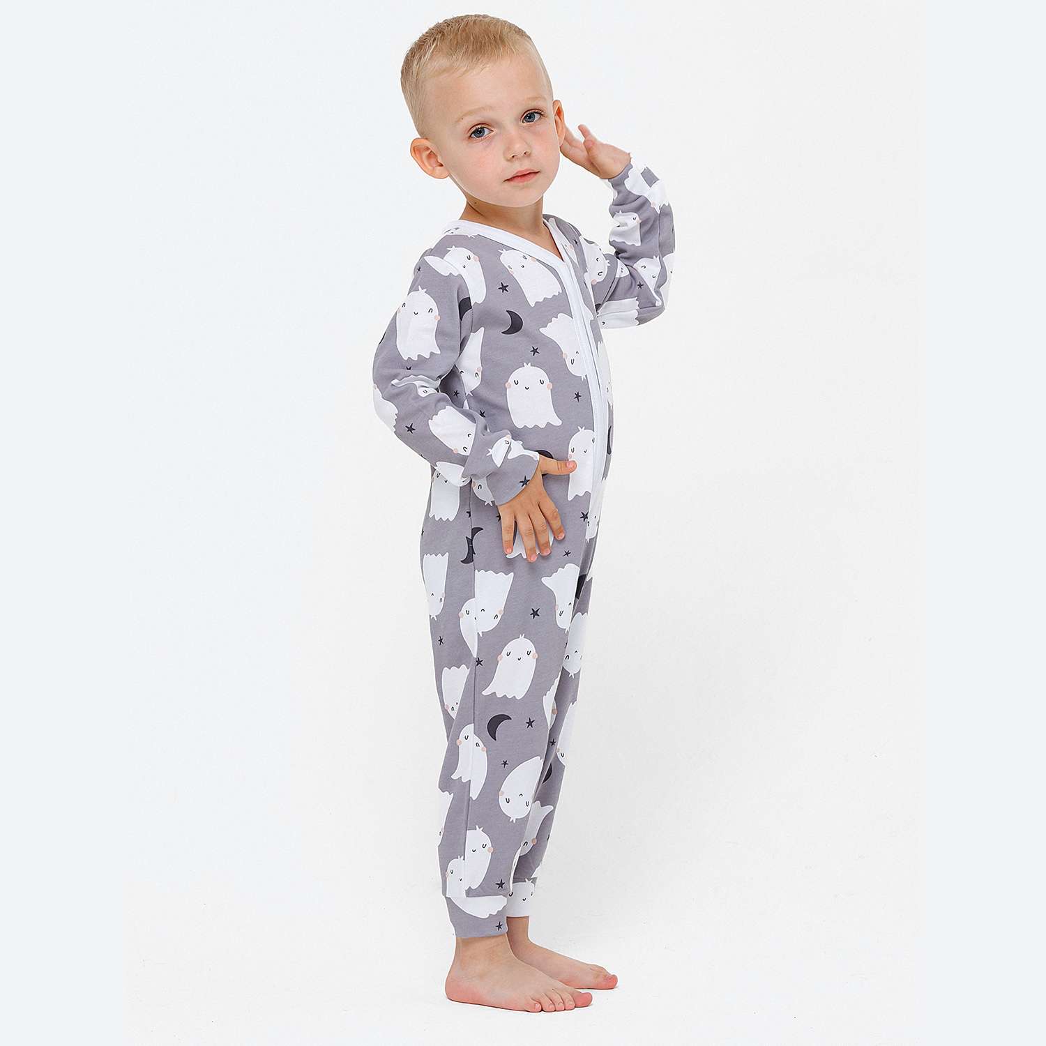 Пижама-комбинезон VEDDI 150-521и-19-серый/привидения - фото 1