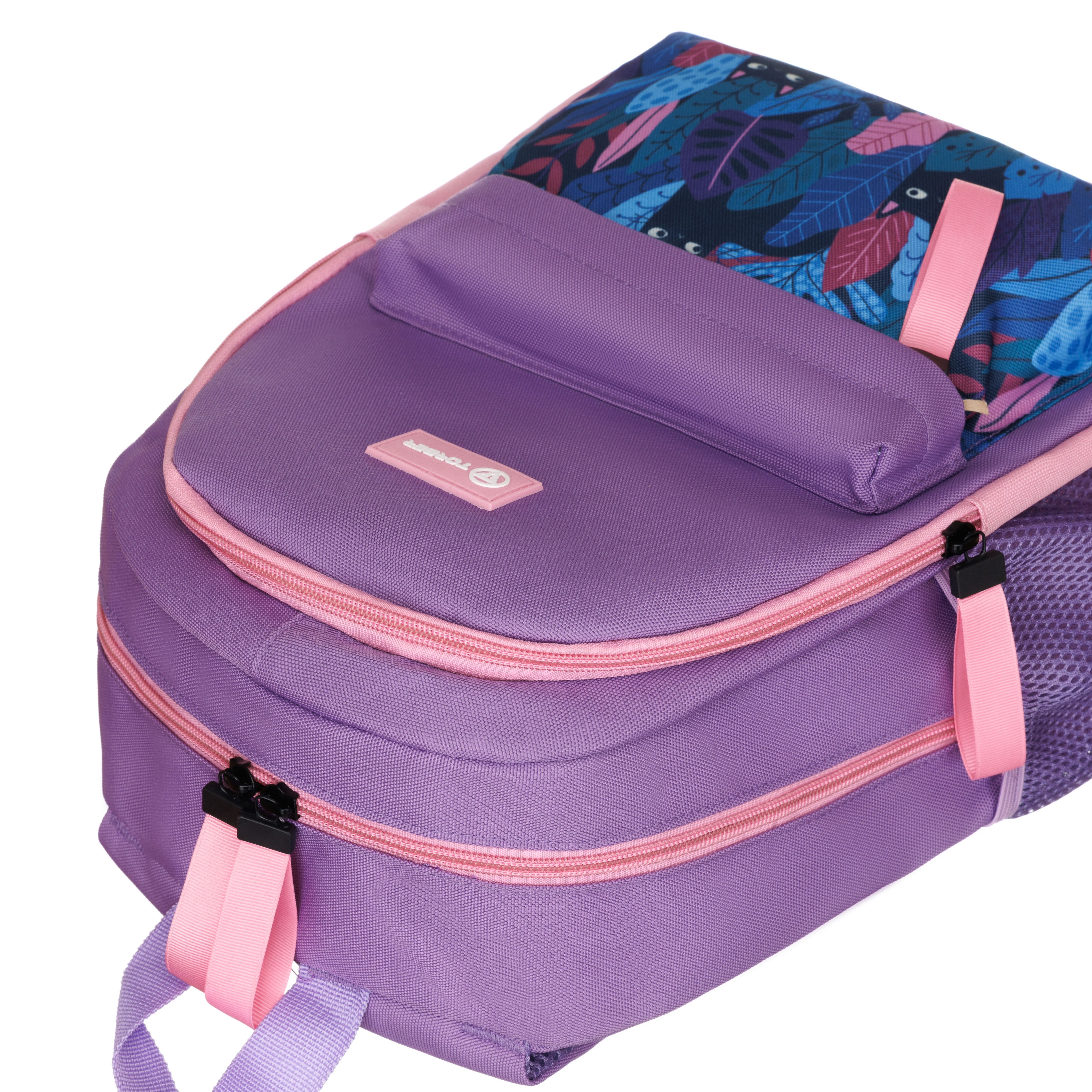 Рюкзак TORBER CLASS X Mini сиреневый розовый с орнаментом и Мешок для сменной обуви - фото 10
