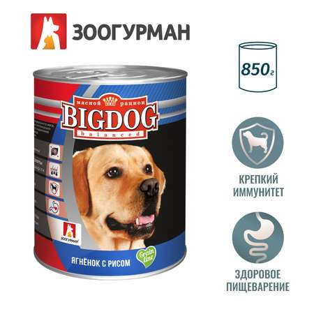 Корм для собак Зоогурман Big Dog 850г ягненок с рисом ж/б