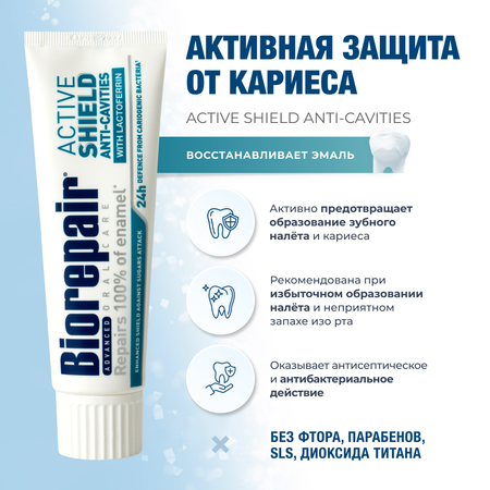 Зубная паста Biorepair Active Shield Активная защита от кариеса