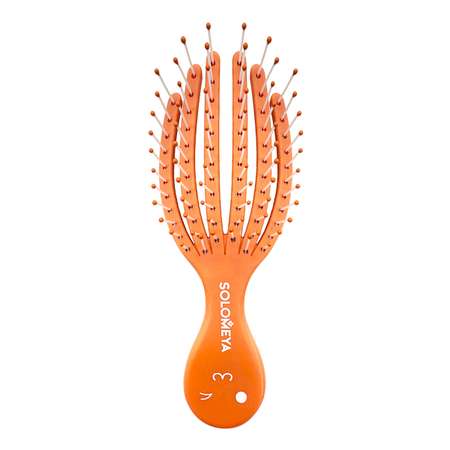Расчёска SOLOMEYA для сухих и влажных волос мини Оранжевый Осьминог 5458-G4