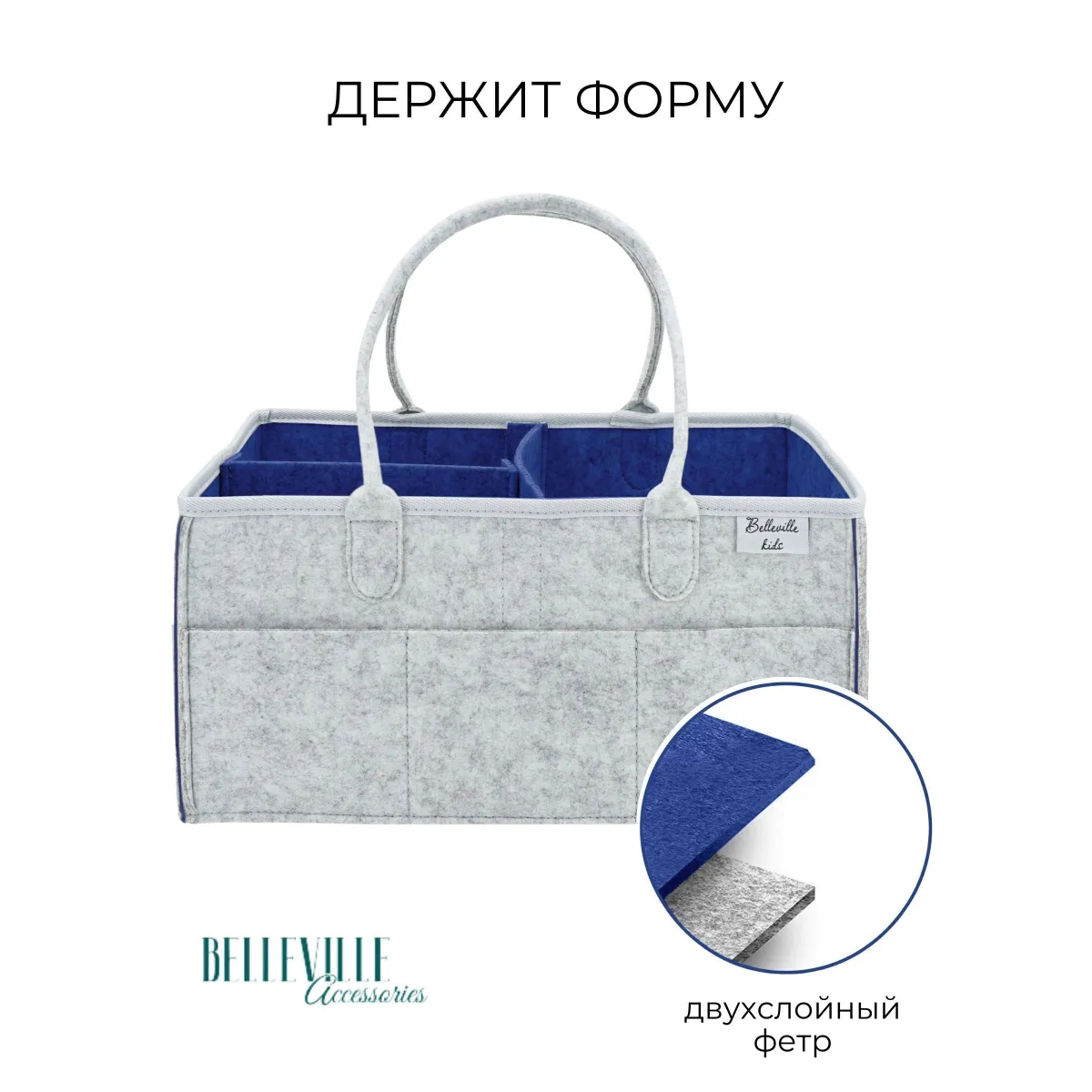 Сумка-органайзер Belleville Accessories для хранения вещей и принадлежностей новорожденного diapercaddy-blue - фото 4