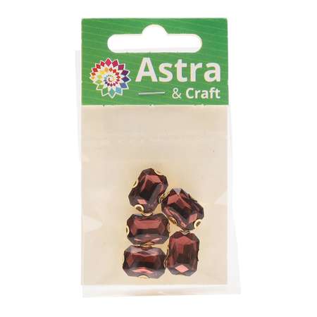 Хрустальные стразы Astra Craft в цапах прямоугольные для творчества и рукоделия 10 мм 14 мм 5 шт золото бургунди