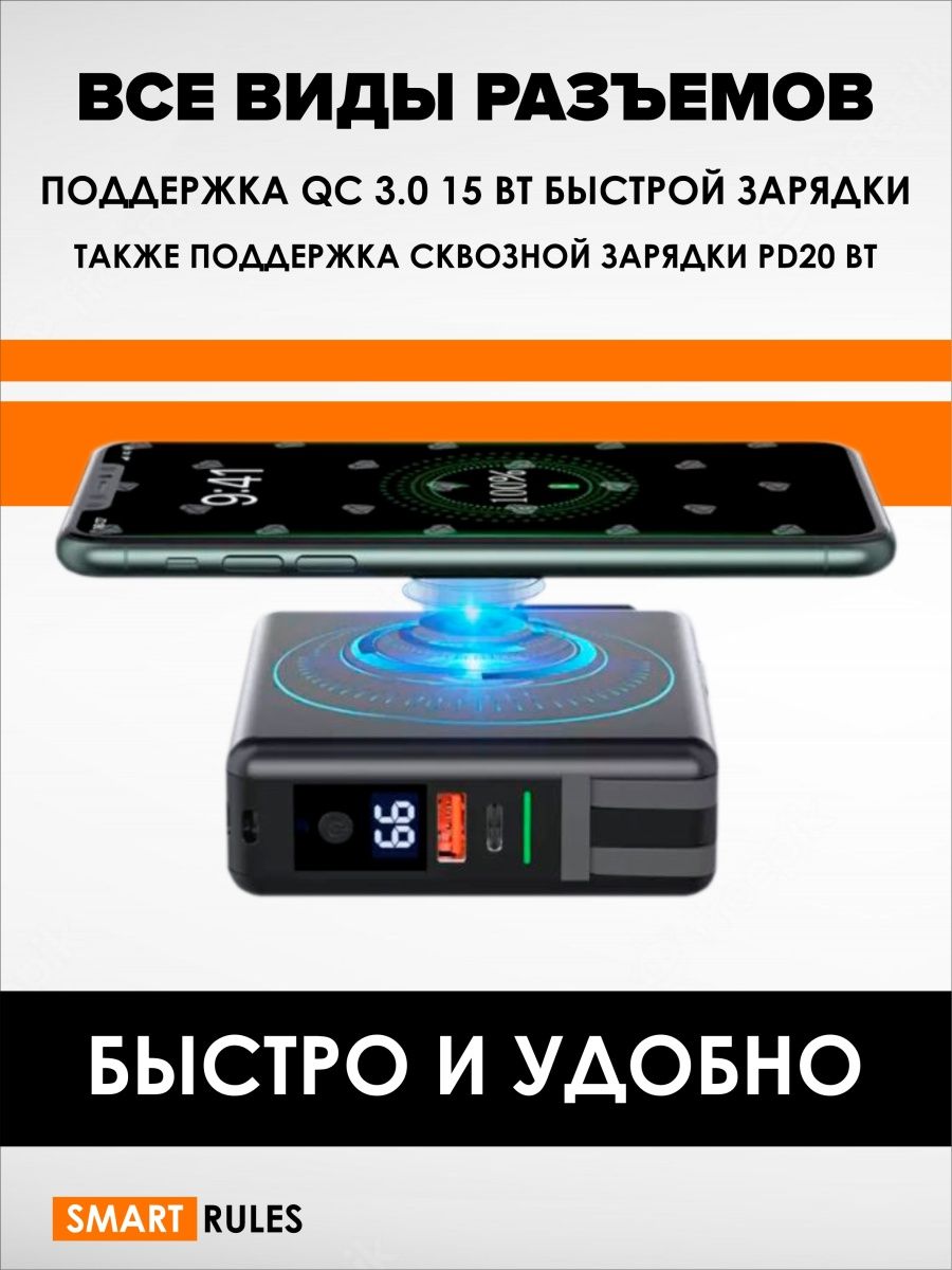 Беспроводной Powerbank SmartRules Black 10000 мАч - фото 9