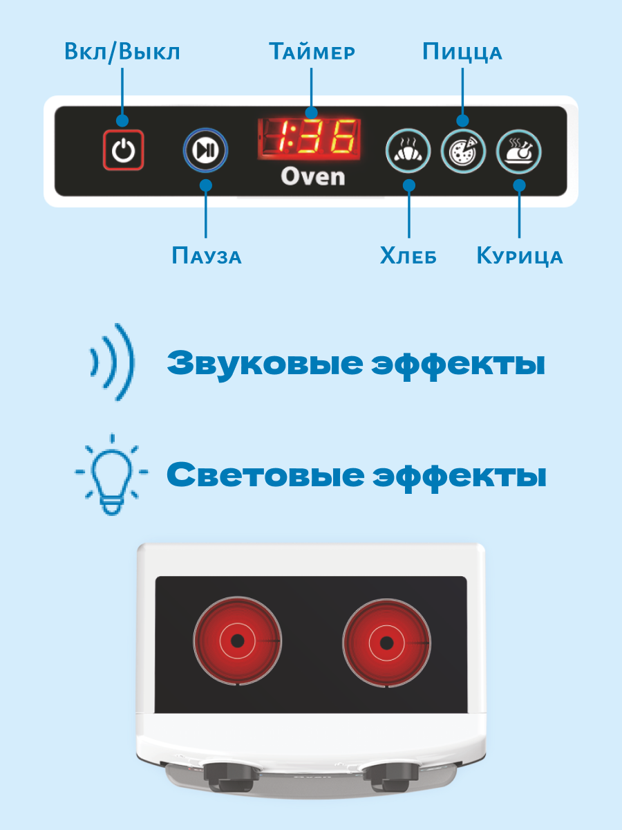 Детская Бытовая Техника bonbela электроплита с духовкой со звуком и светом - фото 3