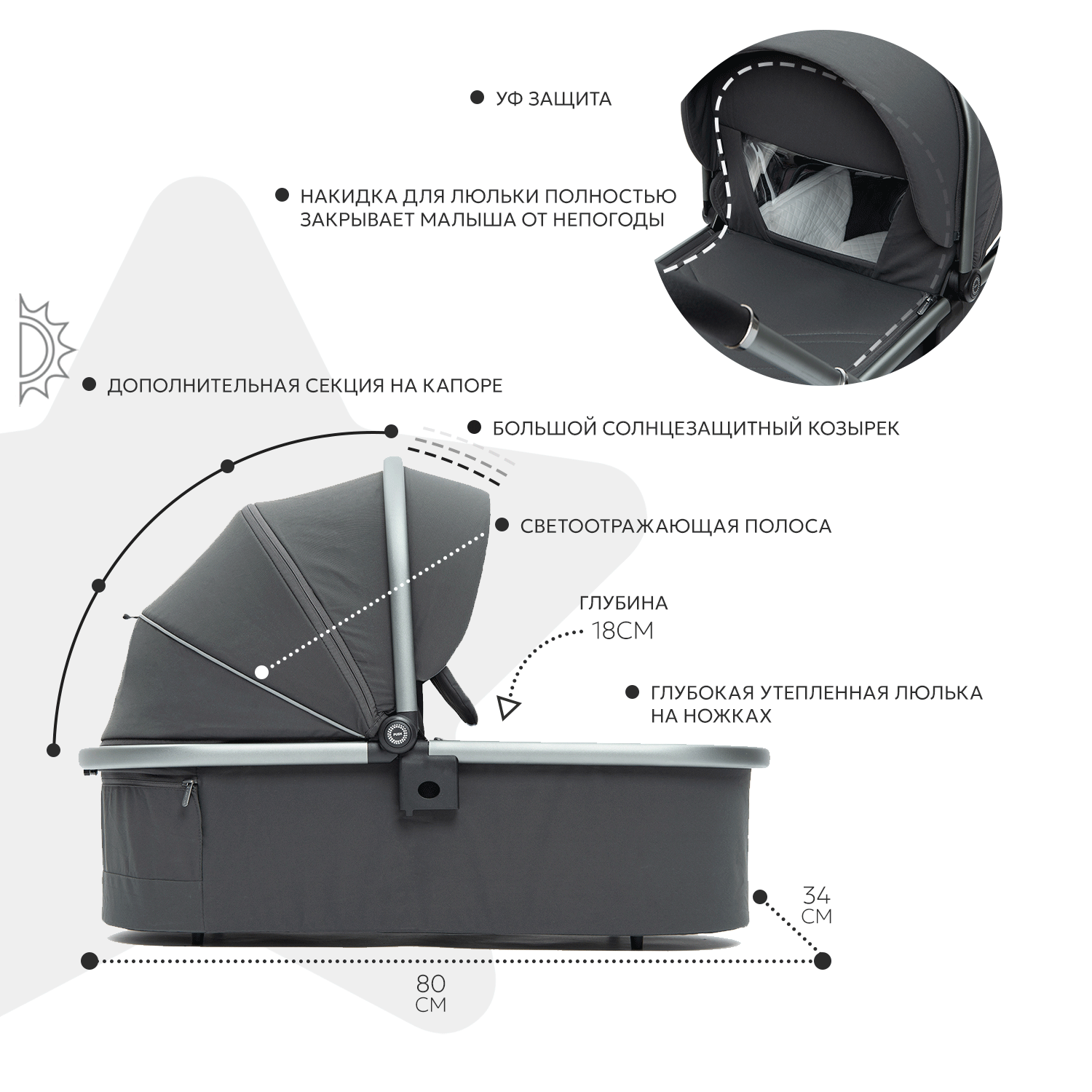 Коляска 2в1 Olsson Aura Grey - фото 3