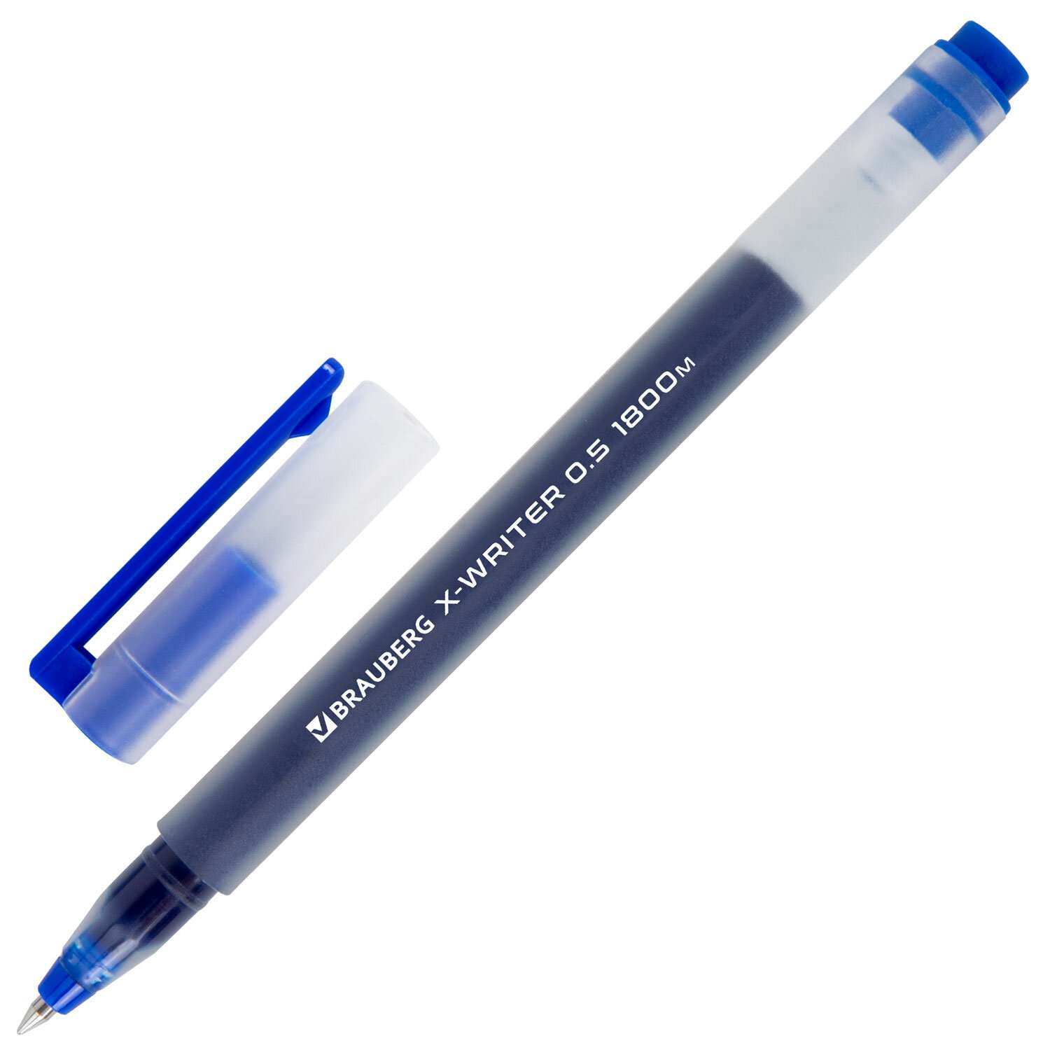 Ручки гелевые Brauberg синие набор 10 штук для школы тонкие - фото 6