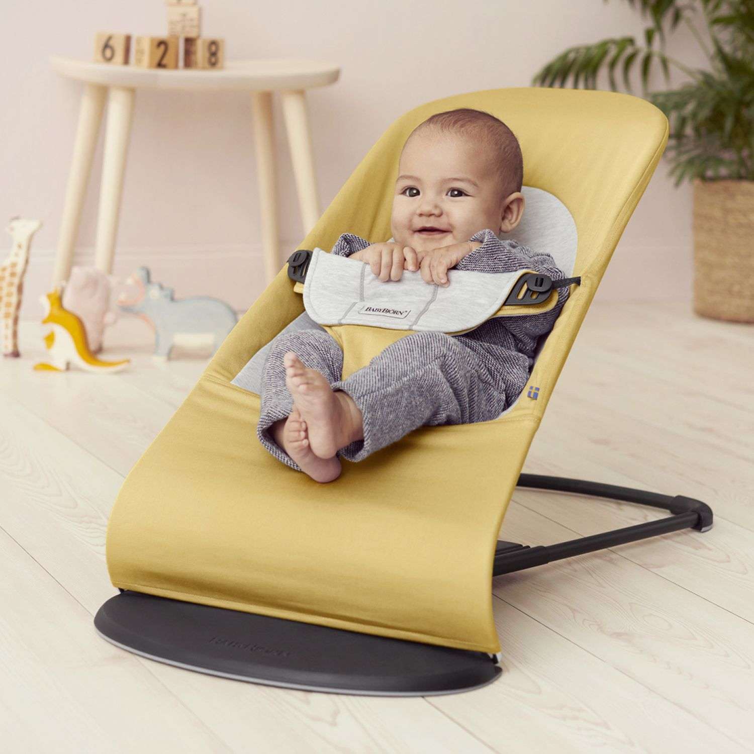 Кресло-шезлонг BabyBjorn Balance Cotton Jersey Желто-серый - фото 3