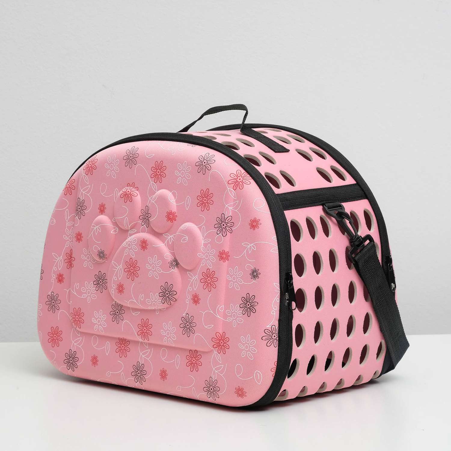 Складная сумка-переноска Пижон с отдельным входом материал EVA 43.5 х 28 х 33 см розовая - фото 1