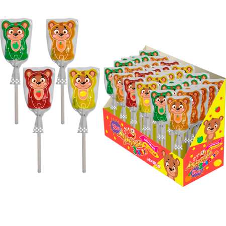 Фигурный мармелад на палочке Fun Candy Lab Мармеладсы Зоопарк МИШКА ассорти вкусов 30 шт по 14 гр