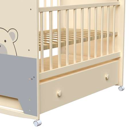 Детская кроватка ВДК Birba прямоугольная, продольный маятник (слоновая кость)