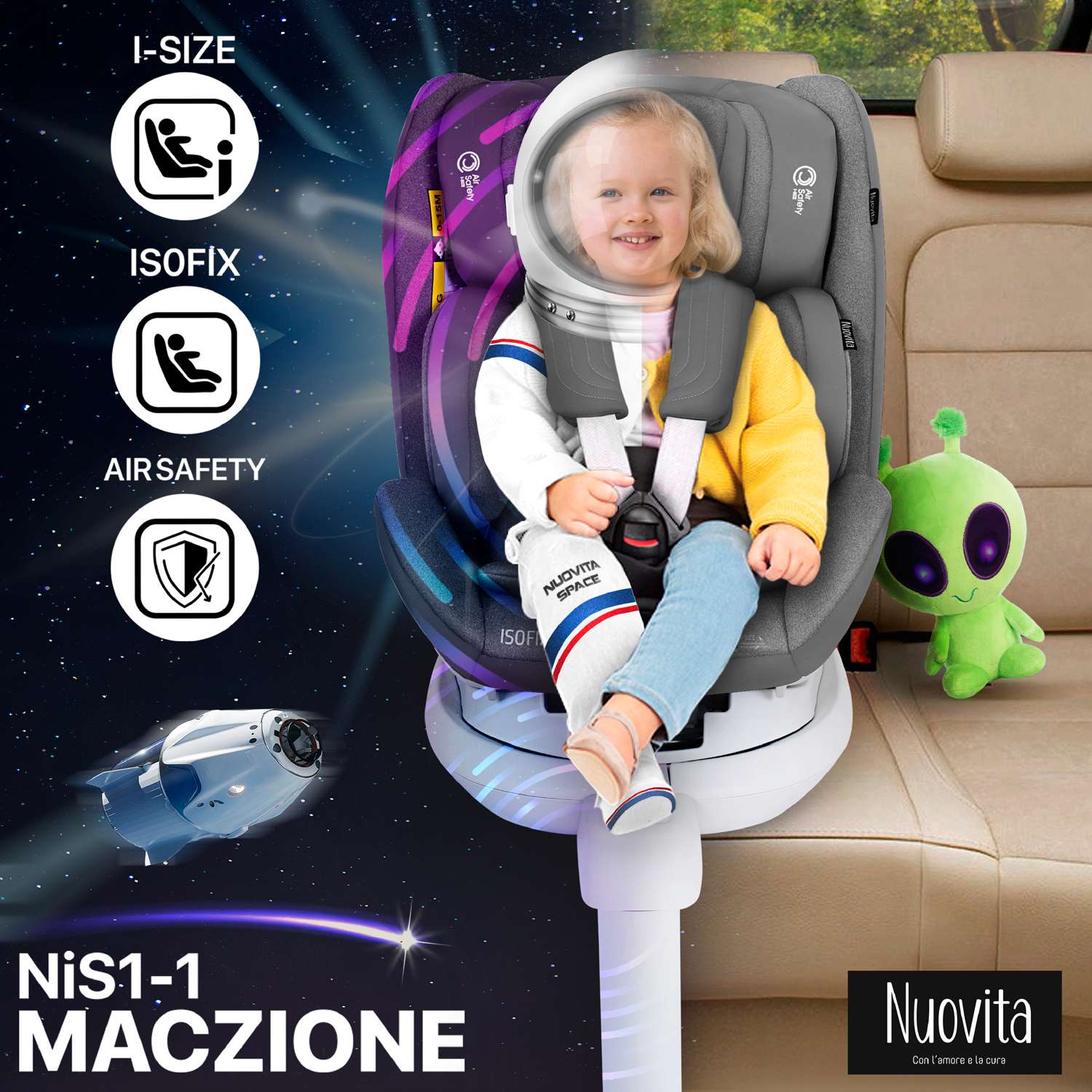 Автокресло Nuovita Maczione NiS1-1 Серый - фото 2