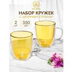 Набор кружек Elan Gallery Crystal glass 2 шт 350 мл золотистый