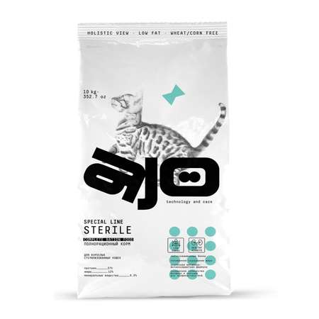Корм для кошек AJO 10кг с индейкой