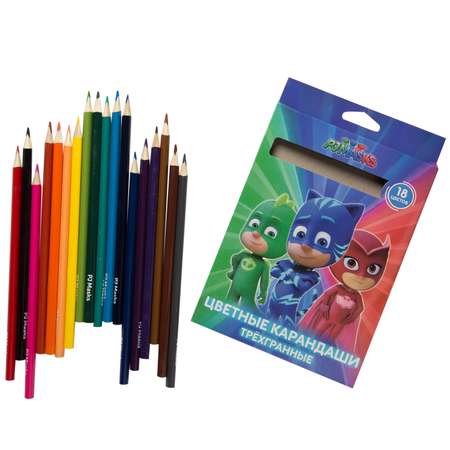 Карандаши Росмэн PJ Masks трехгранные 18цветов 34072