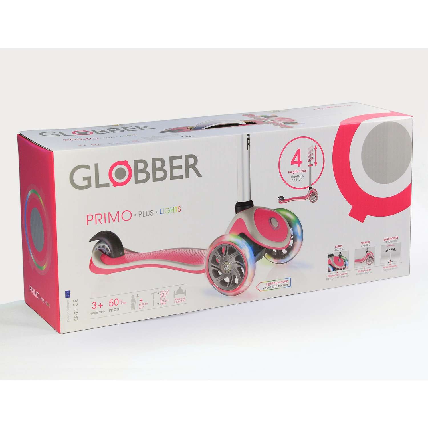 Самокат Globber Primo Plus Lights Розовый 442-110 - фото 2