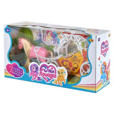 Игровой набор ABTOYS Карета с розовой лошадкой