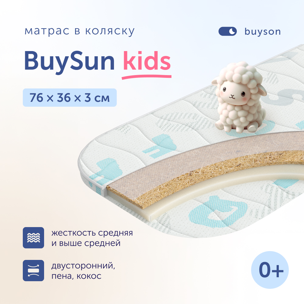 Матрас в коляску buyson BuySun для новорожденных 76x36 см MT076*0360003292280 - фото 1