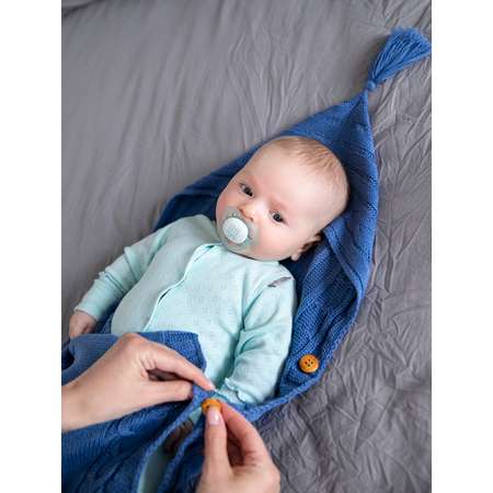 Конверт для новорожденных Baby Nice вязаный синий хлопок
