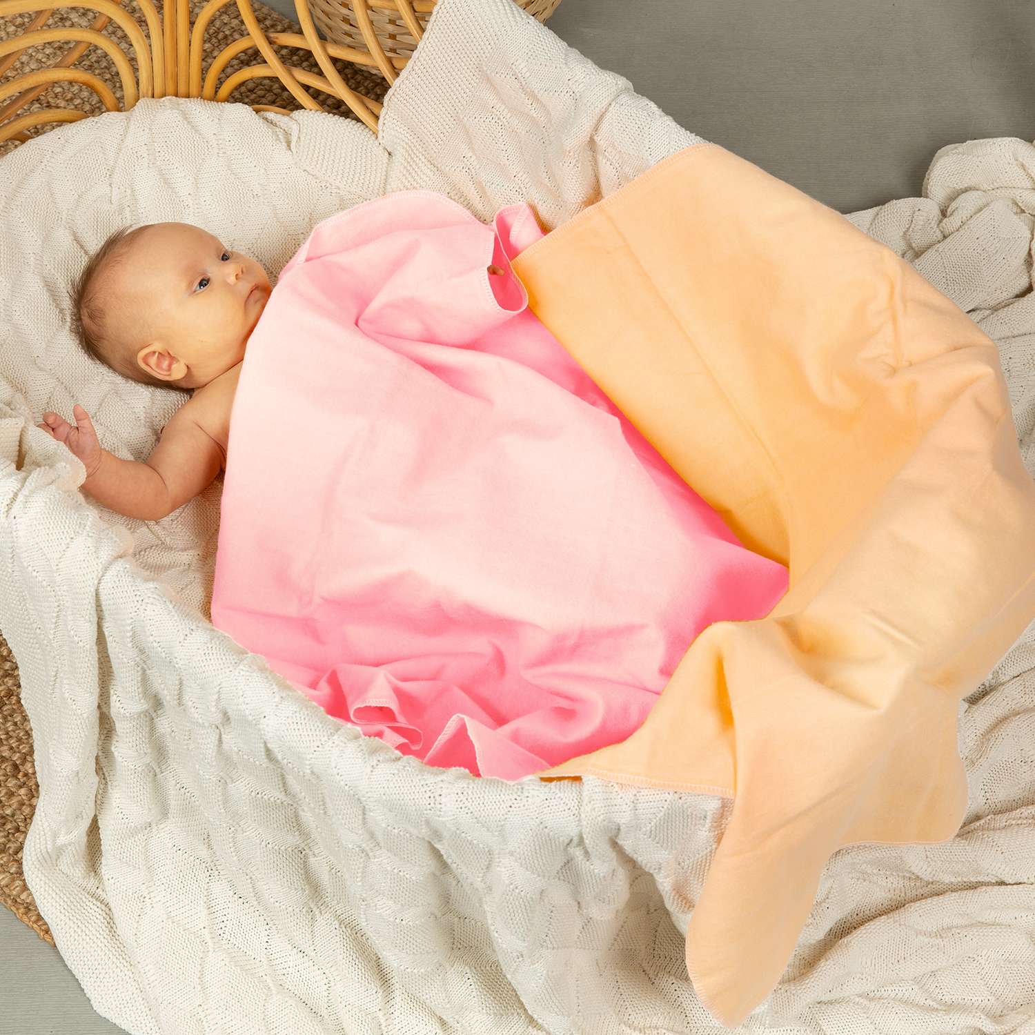 Пеленка фланелевая Чудо-Чадо для новорожденных «Тональность» розовый/персик 75х120см 2 шт - фото 3