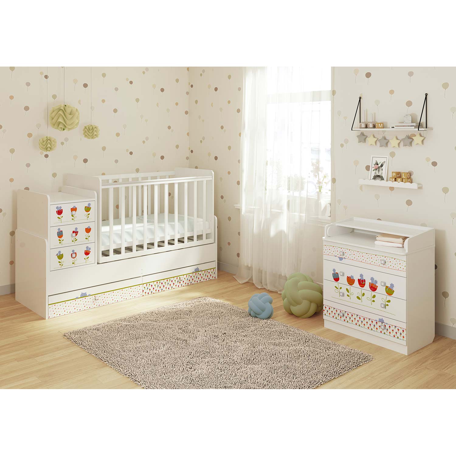 Комод Polini kids Simple 1580 Сонные котята Белый - фото 4