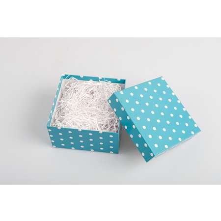 Коробка подарочная Cartonnage Квадратная Веселые горошки голубой белый
