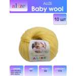 Пряжа для вязания Alize baby wool бамбук шерсть акрил мягкая 50 гр 175 м 187 светлый лимон 10 мотков