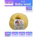 Пряжа для вязания Alize baby wool бамбук шерсть акрил мягкая 50 гр 175 м 187 светлый лимон 10 мотков