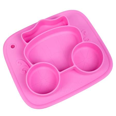 Cиликоновая тарелка присоска Litlantica карета розовая