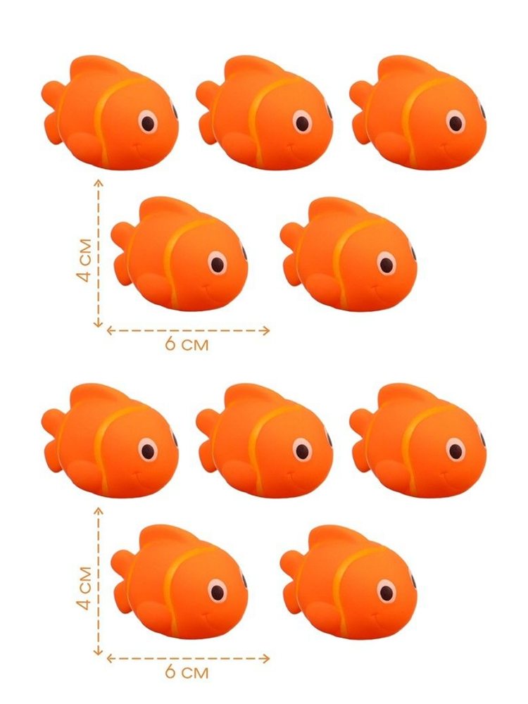 Набор резиновых игрушек Крошка Я «Рыбка клоун» 10 см с пищалкой 5 шт 2 набора - фото 1