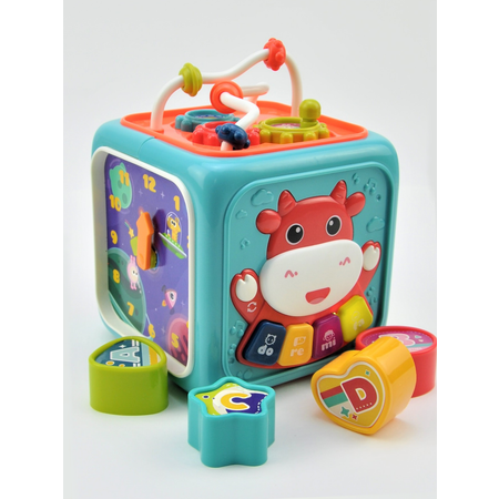 Развивающая игрушка GRACE HOUSE для малыша 6 в 1 Бизиборд Сортер Кубик