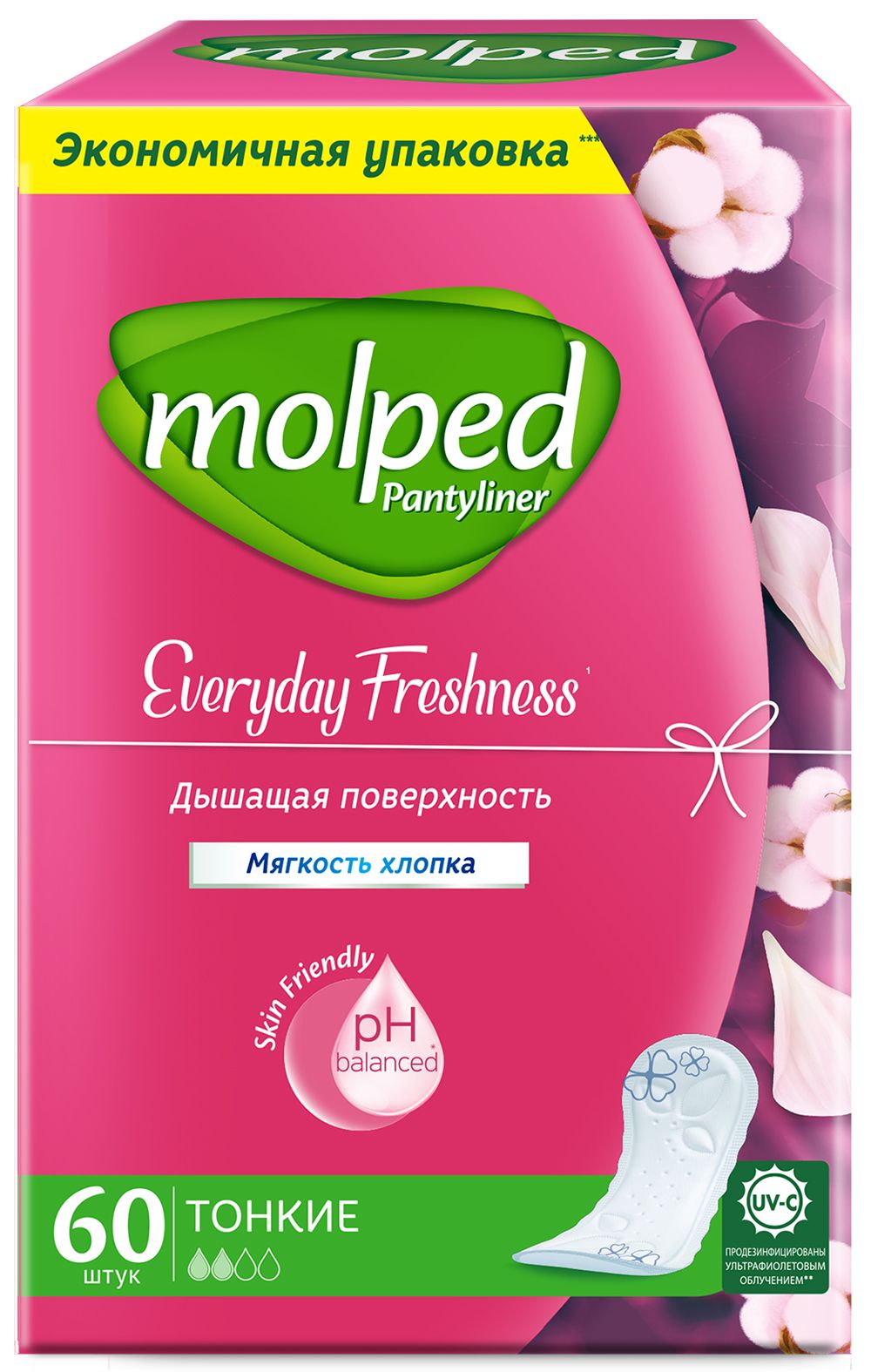 Прокладки Molped Ежедневные женские Everyday Freshness 60 шт купить по цене  200 ₽ в интернет-магазине Детский мир