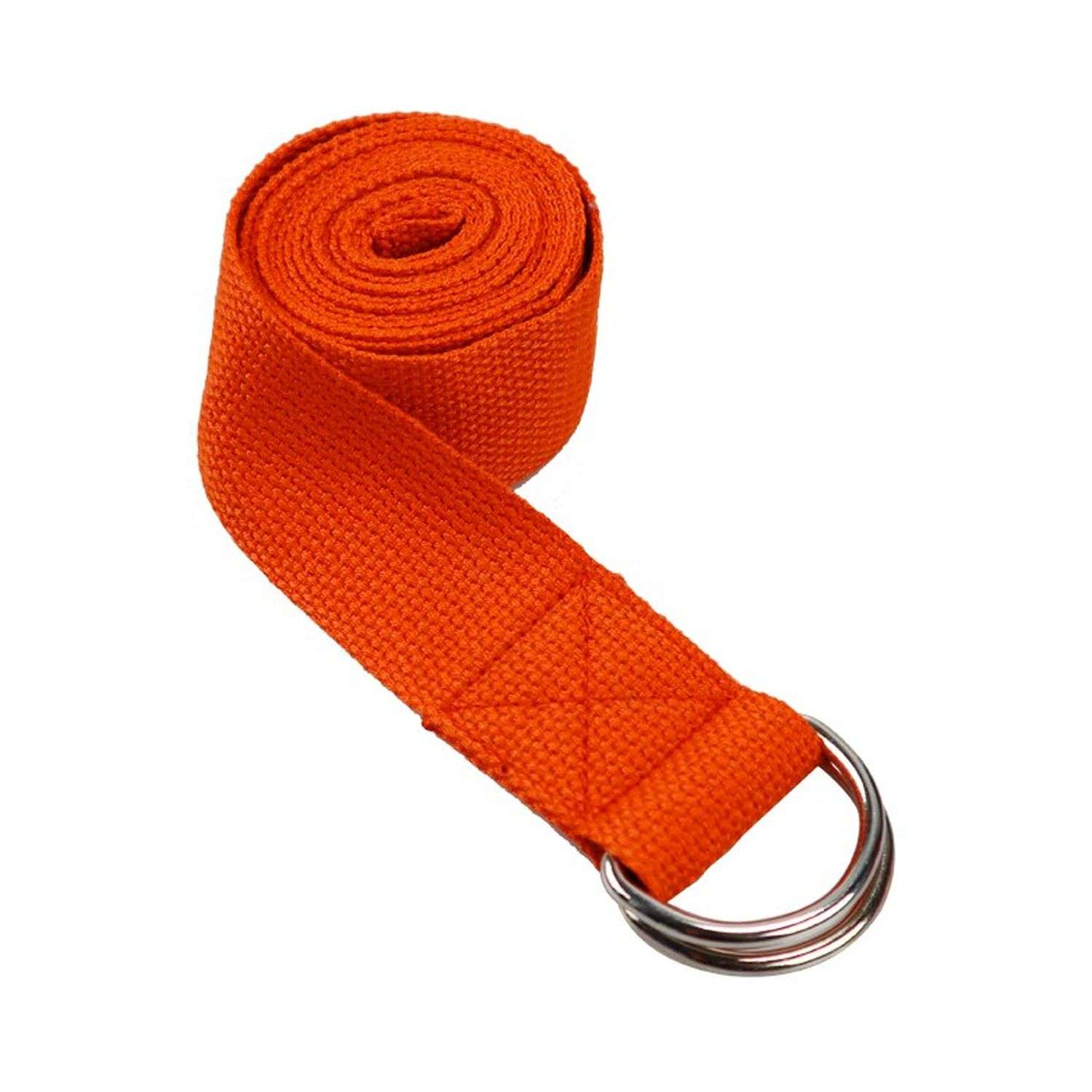 Тренировочный ремень Beroma хлопковый для йоги и растяжки 180х3.8 см оранжевый - фото 1