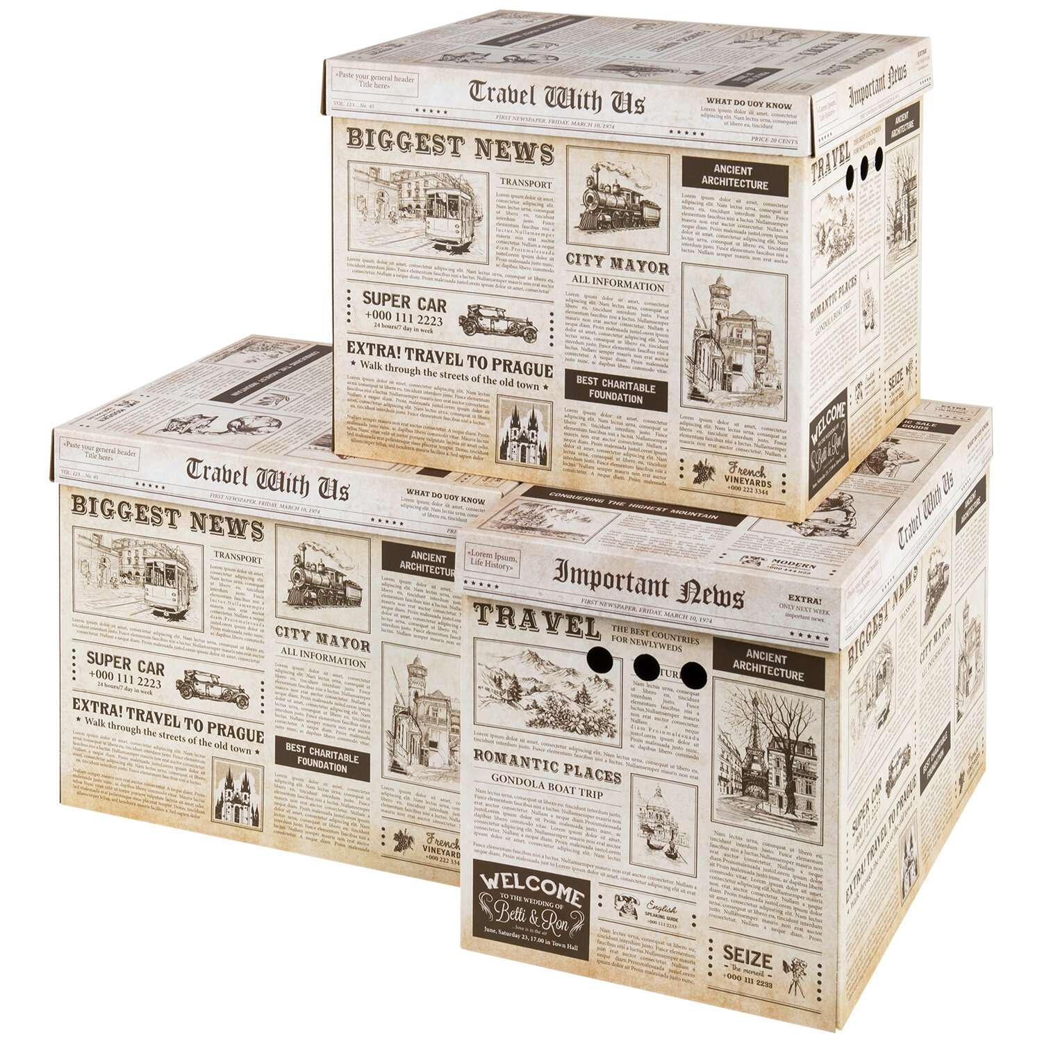 Коробки картонные Brauberg для хранения вещей с крышкой 3 штуки - фото 10