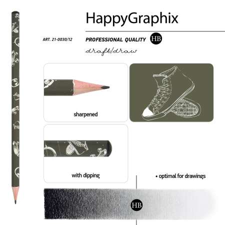 Набор карандашей Bruno Visconti чернографитовые HappyGraphix Boys НВ 5 шт