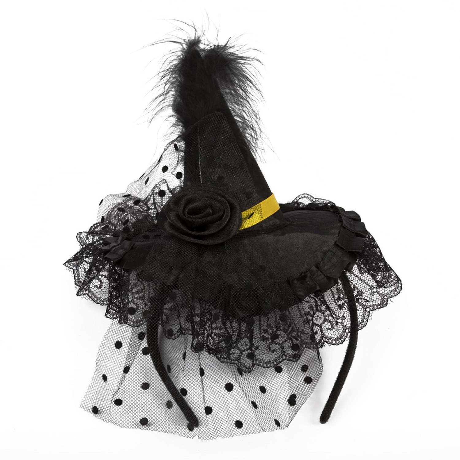 Аксессуары для праздника BOOMZEE PBZ-08 Шляпа с вуалью на ободке черная. 70749736934 - фото 1