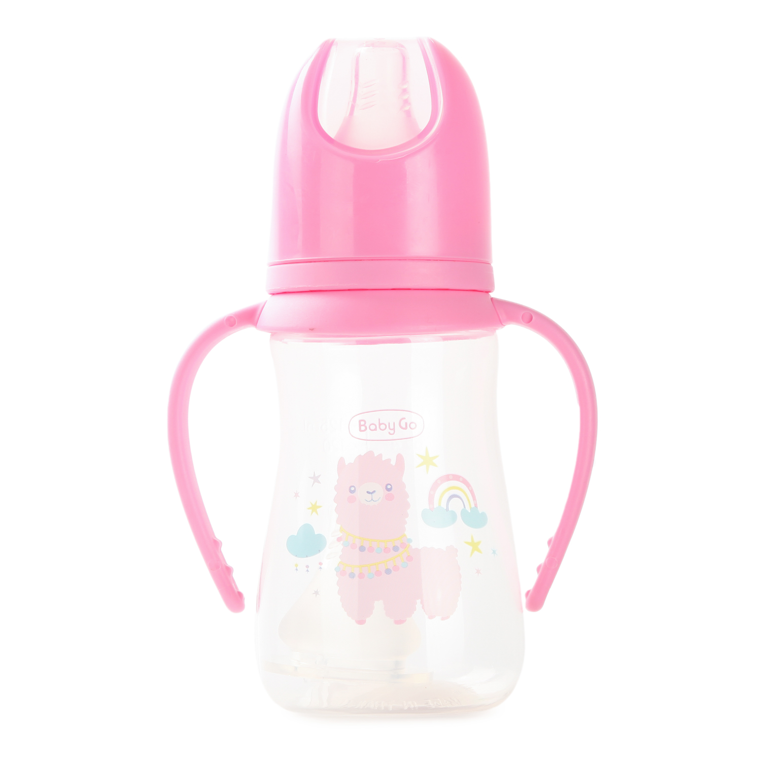 Бутылочка BabyGo с ручками 125мл Pink 2 соски с 0 месяцев - фото 1