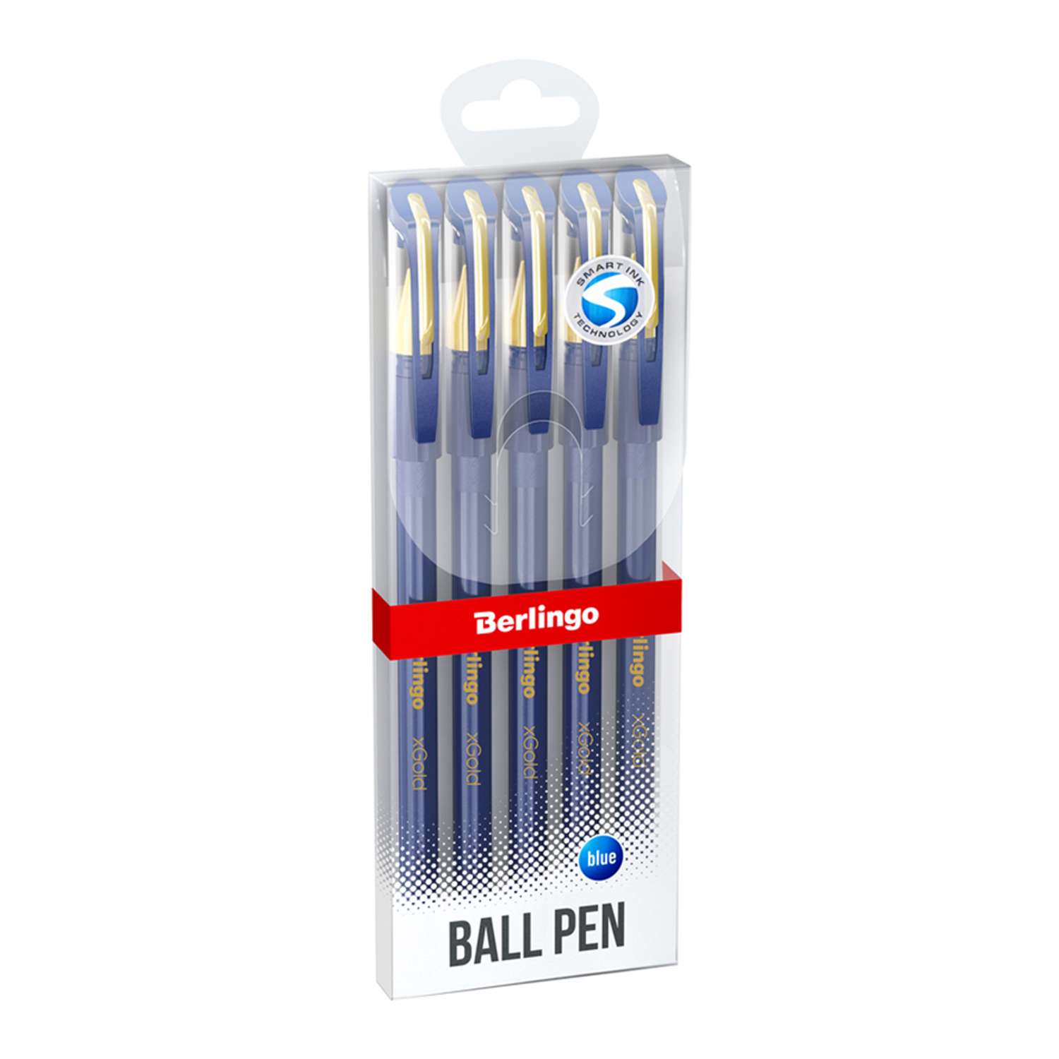 Набор ручек шариковых Berlingo xGold синих 0.7 мм игольчатый стержень 5 шт PET-бокс - фото 1