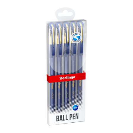 Набор ручек шариковых Berlingo xGold синих 0.7 мм игольчатый стержень 5 шт PET-бокс