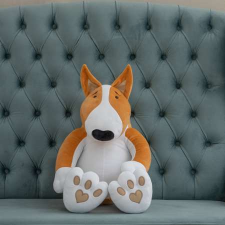 Мягкая игрушка Мягкие игрушки БелайТойс Плюшевая собака Hugo породы бультерьер светло-рыжий 60 см