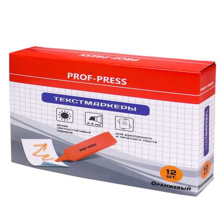 Набор текстовыделителей Prof-Press оранжевый 2-5 мм