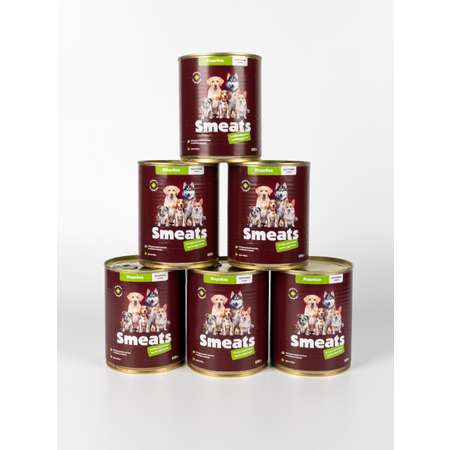 Корм для собак влажный Smeats индейка 850 г 6 шт.