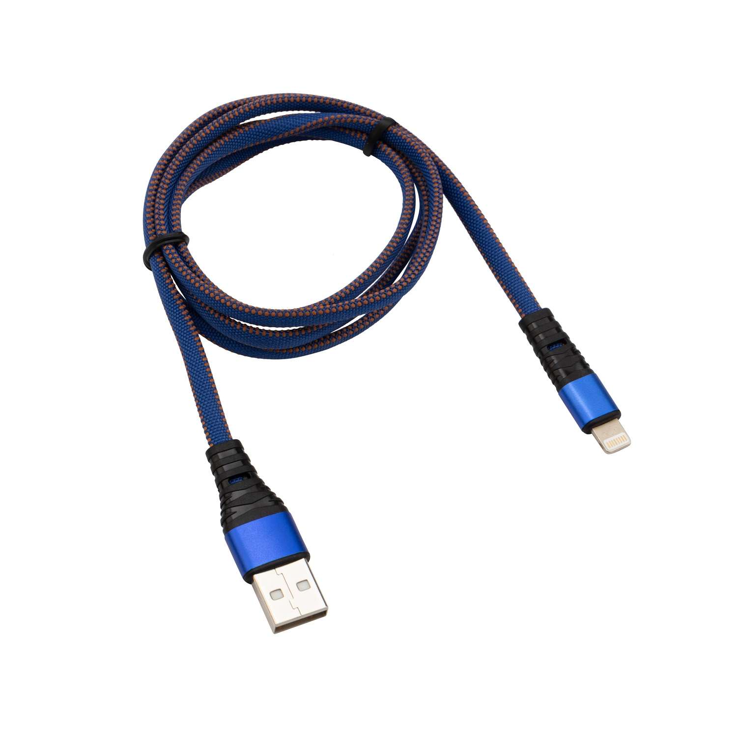 Кабель REXANT USB - Lightning 1 метр в синей нейлоновой оплетке - фото 1