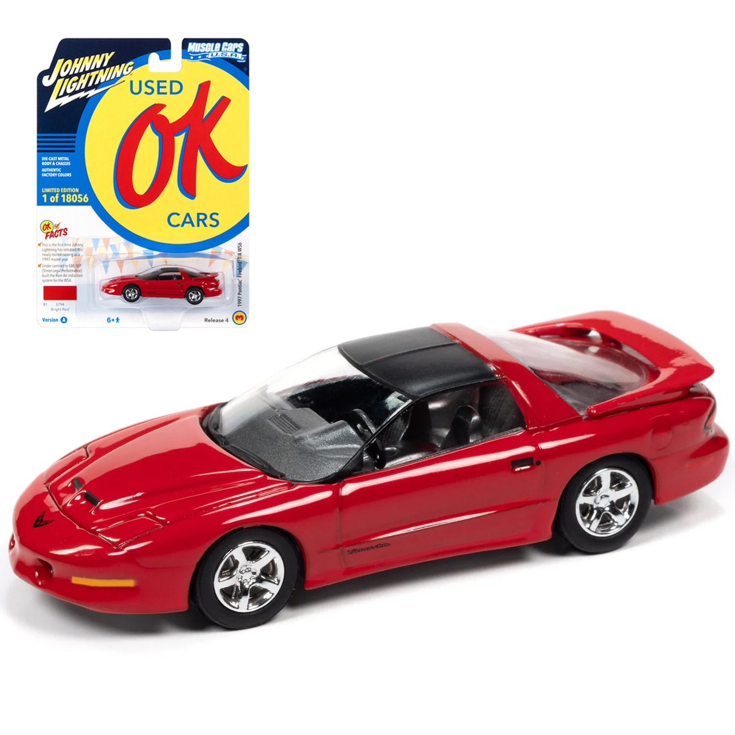 Автомобиль Johnny Lightning 1:64 красный JLMC028A-R4-N3 - фото 1