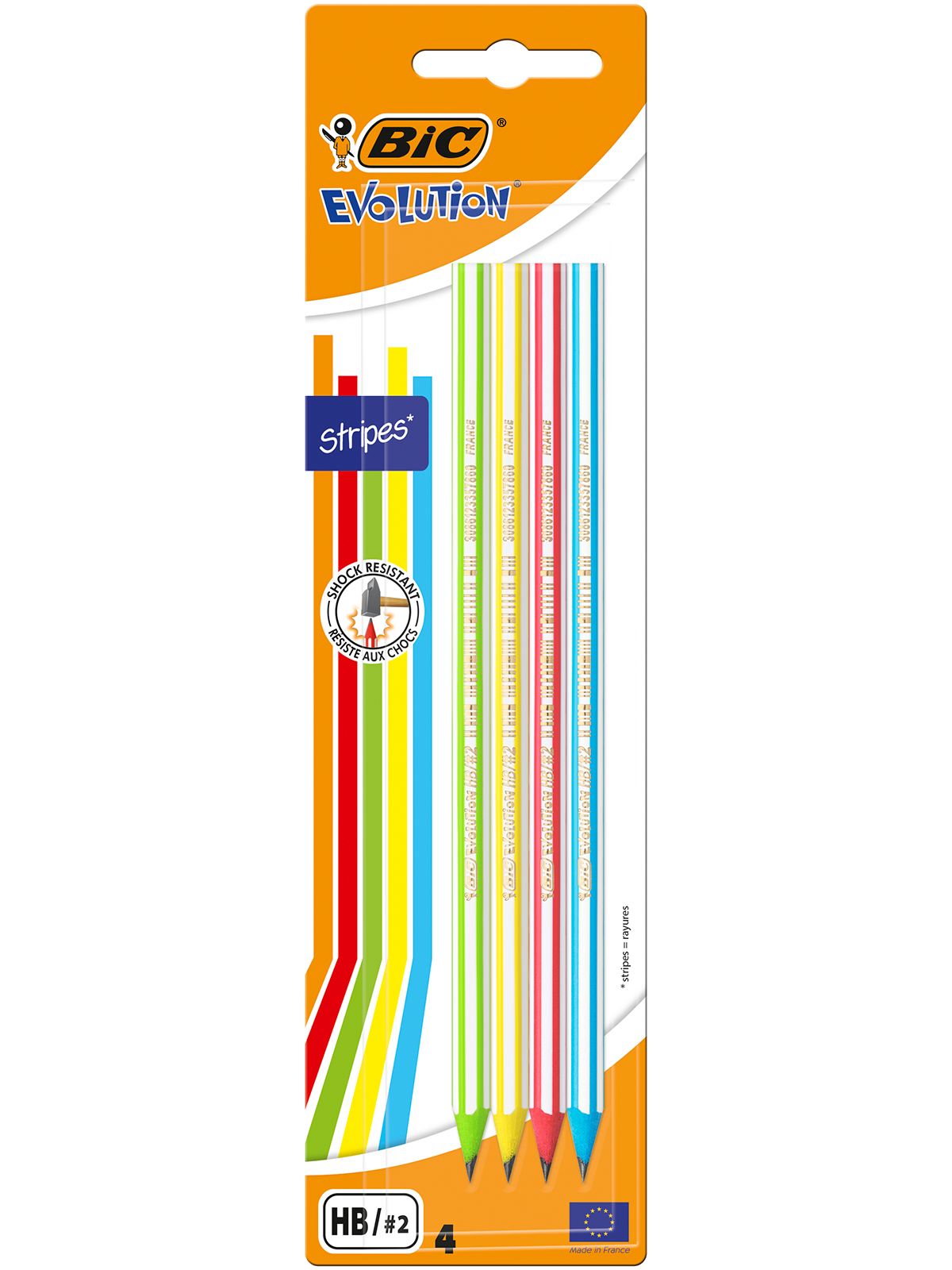 Карандаши простые BIC Evolution Stripes чернографитовые 4 шт - фото 1