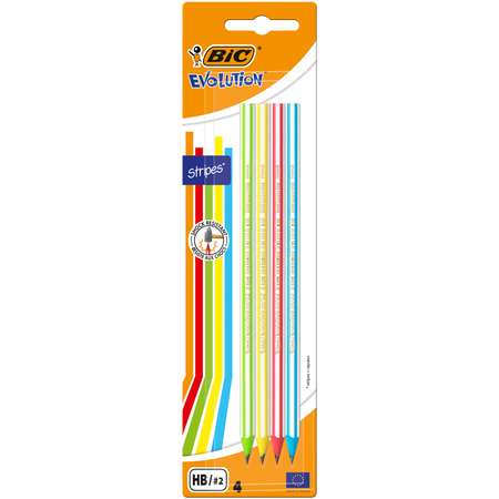 Карандаши простые BIC Evolution Stripes чернографитовые 4 шт