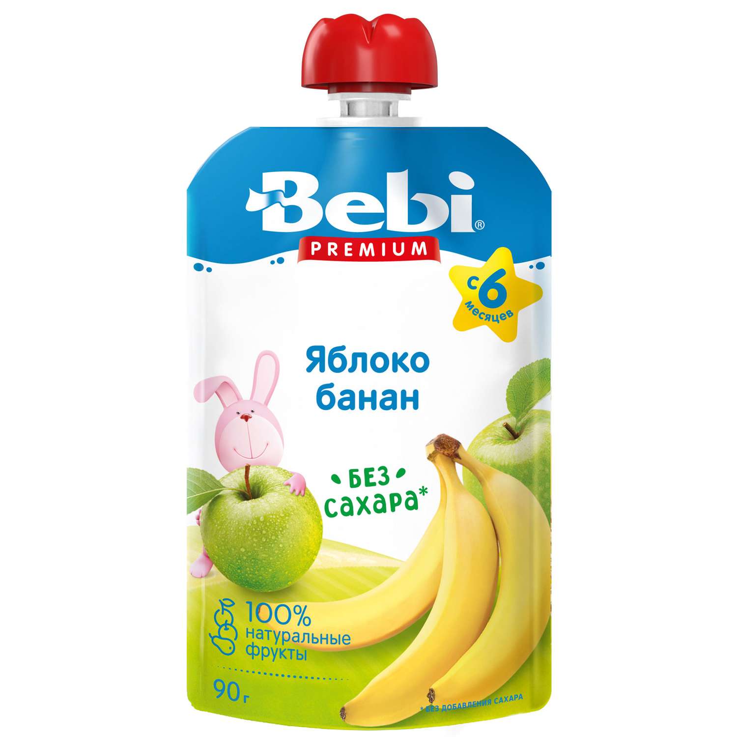 Пюре Bebi Premium яблоко-банан 90г с 6месяцев - фото 1