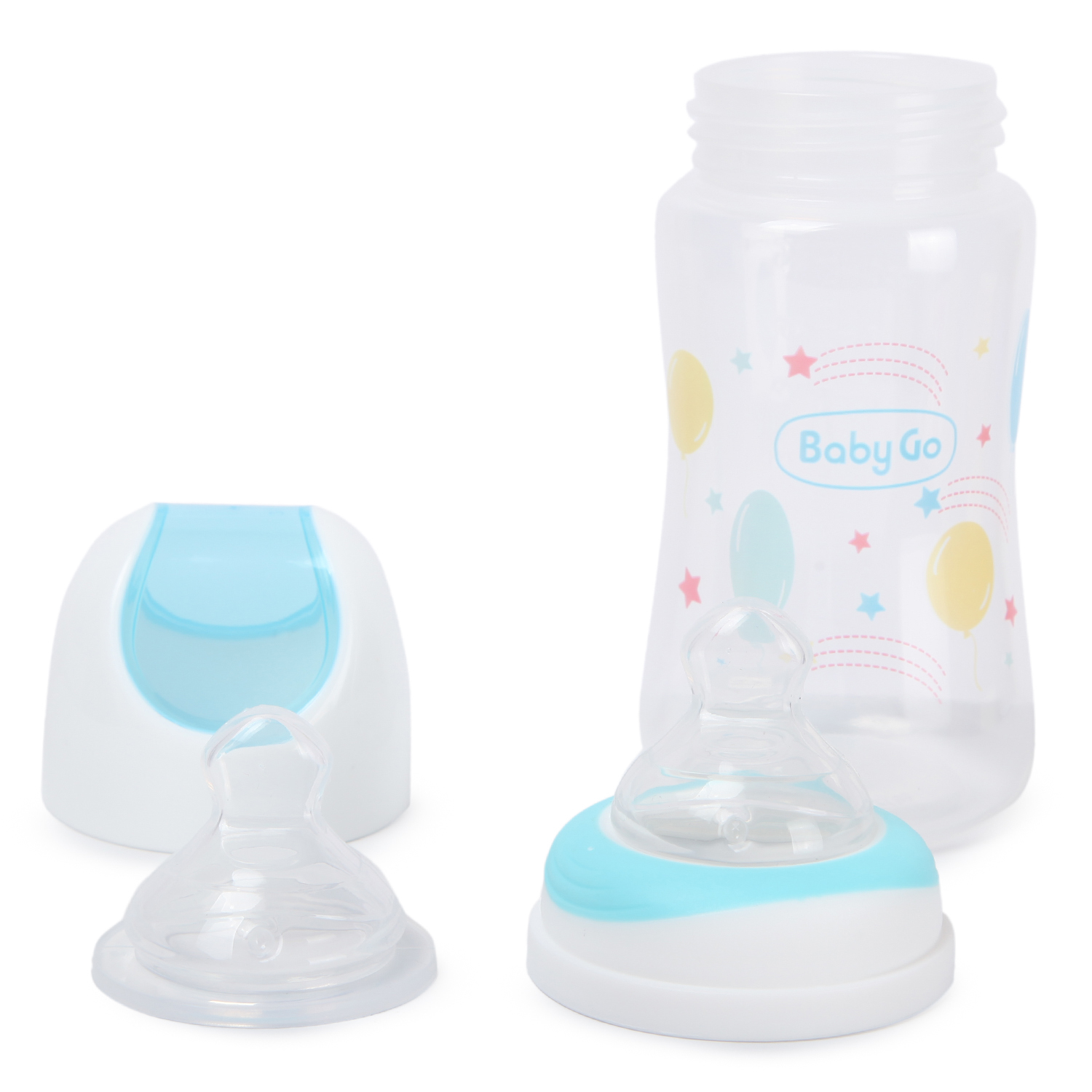 Бутылочка BabyGo с широким горлом 250мл Blue 2 соски с 0 месяцев - фото 3