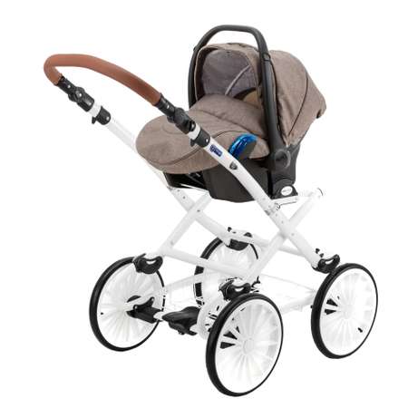 Коляска 3в1 BeBe-mobile Ines Standart R4 Шоколадный+Белая кожа+Шоколадная кожаная отделка