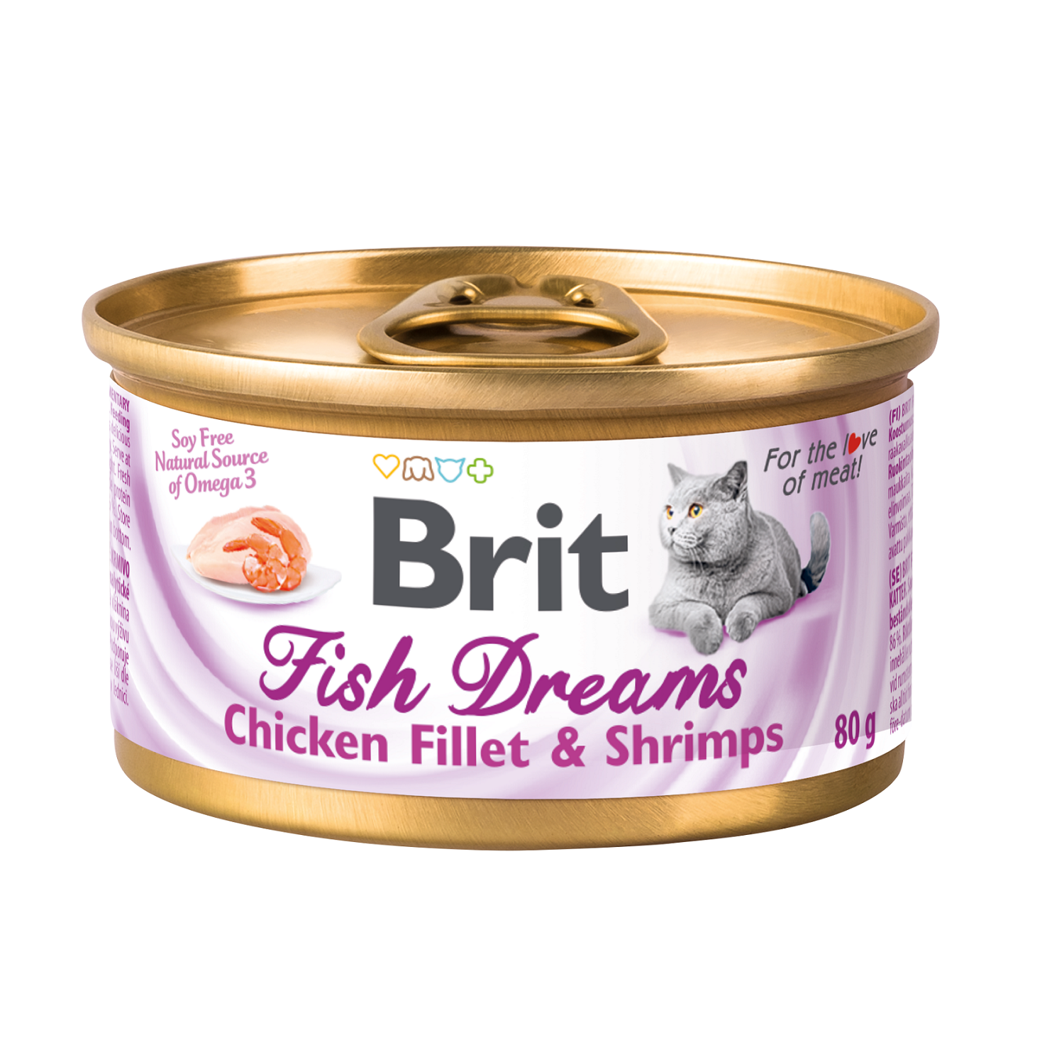 Корм для кошек Brit 80г Fish Dreams куриное филе-креветки - фото 1